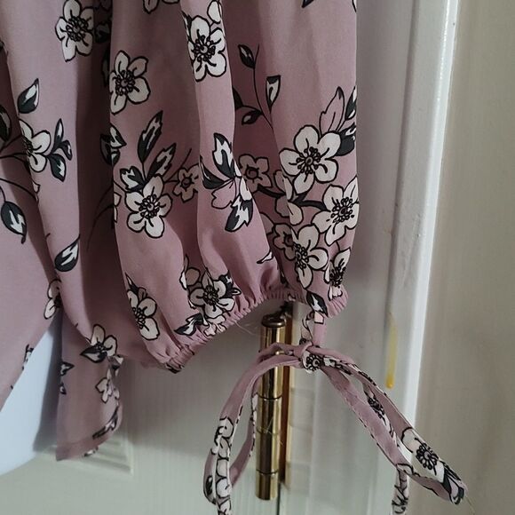 Loft Outlet sheer light mauve floral tunic  blouse Sz L - Picture 3 of 5